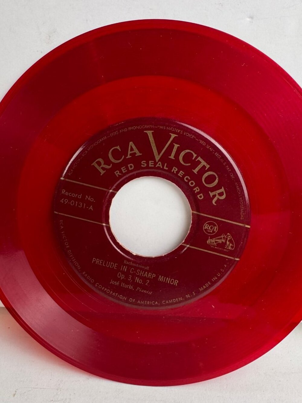 José Iturbi Rachmaninoff / Paderewski RCA Red Vinyl 45 RPM 49-0131